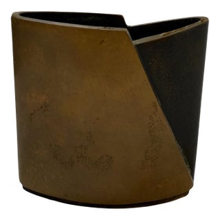 Esa Fedrigolli Sculptural Brass and Black Metal Vase For Sale