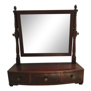 1800-1810 Antique Federal Mahogany Bow Front Dressing Glass For Sale