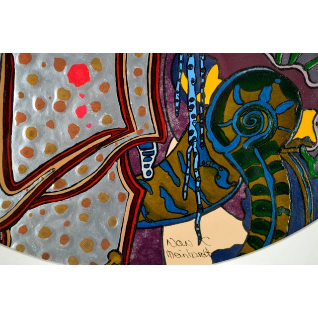 Blue 2000s Contemporary Circular Figurative Abstract Acrylic Painting by Nan C. Meinhardt, Framed For Sale - Image 8 of 10