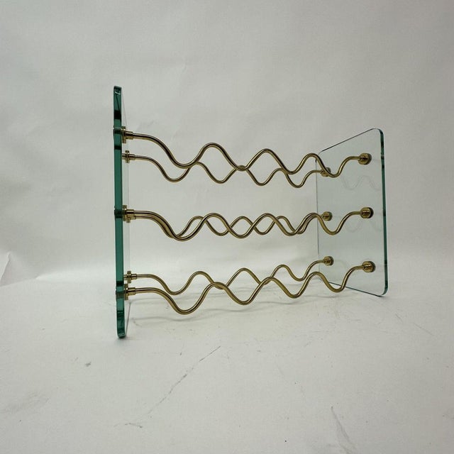 French Wine Rack in Glass and Brass by David Lange, 1970s For Sale - Image 13 of 18