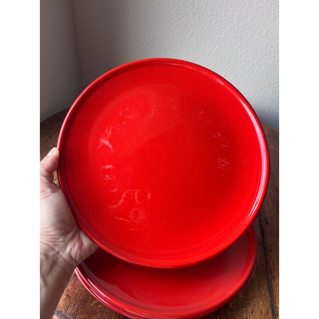 Contemporary Late 20th Century Waechtersbach Fun Factory Freestyle Red-Cherry Coupe Dinner Plates, Made in Spain - Set of 6 For Sale - Image 3 of 9