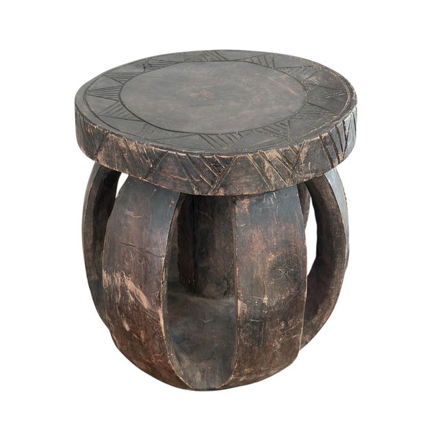Vintage Rustic African Baga Stool Guinea-Bissau 11.5" H For Sale - Image 4 of 6