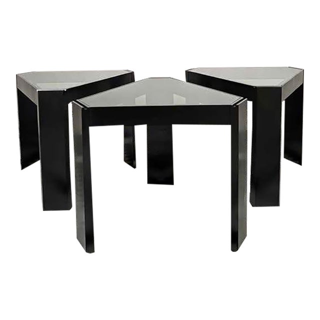 Italian Set of Black Little End, Coffee Tables, Etagere Shelf by Porada Arredi For Sale