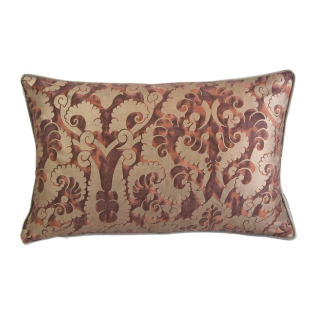 Custom-tailored pillow by Mike Seratt of The Prized Pig in Italian designer Mariano Fortuny's premium cotton fabric called...