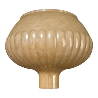 Vintage Art Deco Torchière Floor Lamp Class Shade Ribbed Caramel Color For Sale