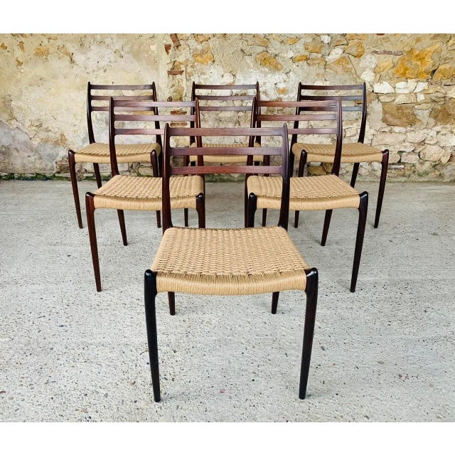 Rosewood First Edition Model 78 Dining Chairs from Niels Møller, 1960s, Set of 6 For Sale - Image 9 of 18