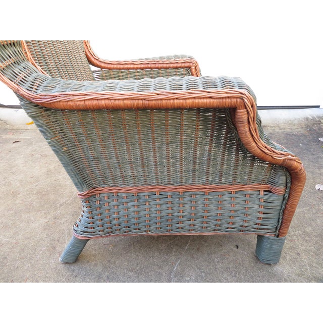 Vintage Palecek Wicker Rattan Wingback Chair ~ Victorian Style ~ Throne Armchair For Sale - Image 11 of 17