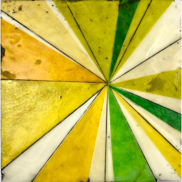 "Citrus Sunshine" by Gina Cochran - Original Encaustic Collage Paintings - 2 Panels For Sale - Image 4 of 5