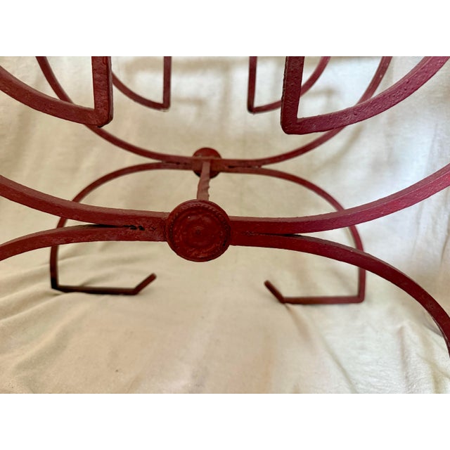 Red Vintage Mid-Century Art Deco Greek Key Wrought Iron & Tile Top Accent Table For Sale - Image 8 of 9
