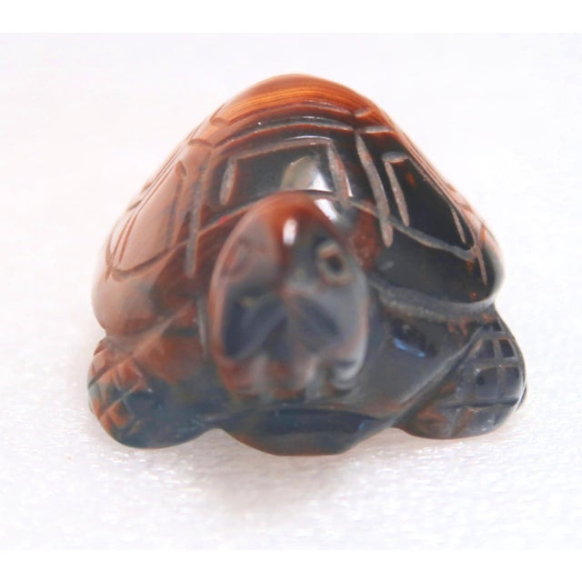 Gemstone Vintage Hand-Carved Tigers Eye Miniature Turtle - Symbol of Tranquility and Steadfastness; Said to Teach You to Take Your Time and Enjoy Life For Sale - Image 7 of 18