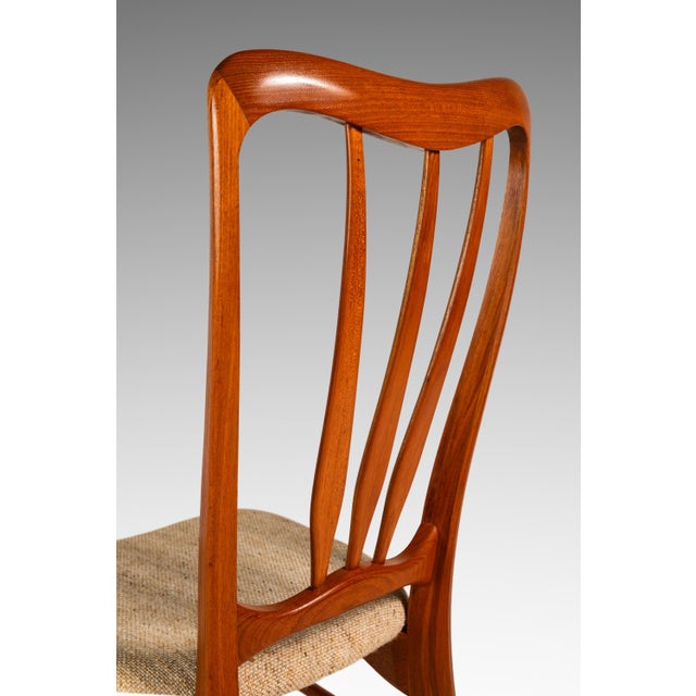 Single Danish Mid-Century Modern "Ingrid" Model Dining Chair in Teak & Original Fabric Attributed to Niels Koefoed, Denmark, C. 1960s For Sale - Image 15 of 18