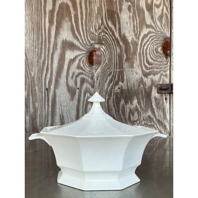 Farmhouse Vintage Boho Ironstone Lidded Casserole For Sale - Image 3 of 7