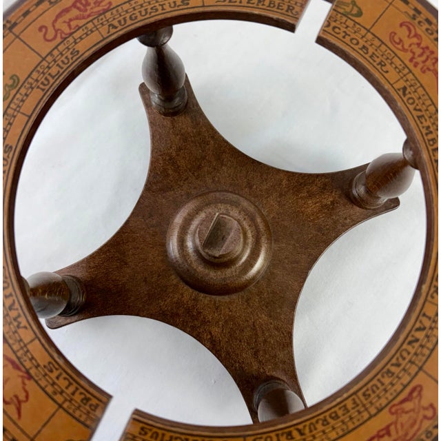 Burnt Umber Italian Old World Zodiac Globe on Wooden Stand – Vintage Celestial Library Decor For Sale - Image 8 of 11