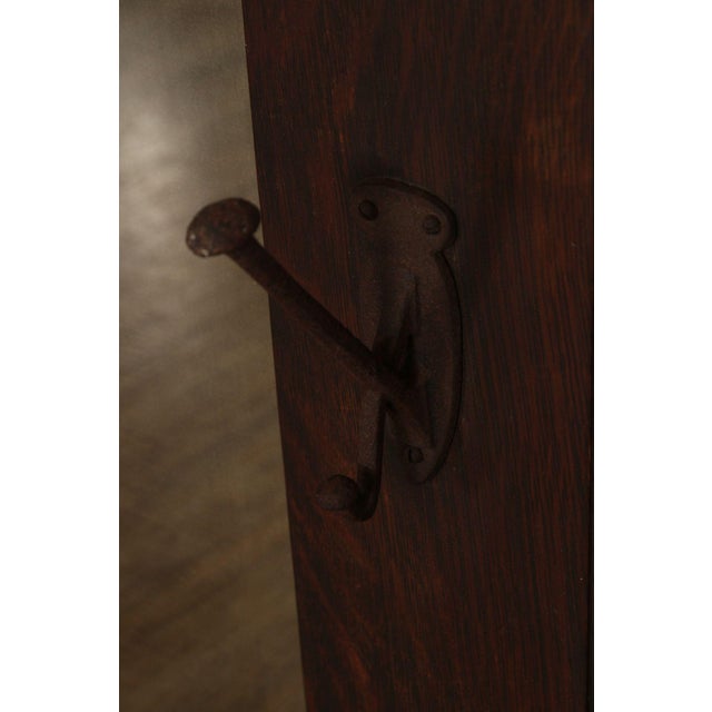 Stickley Brothers Antique Mission Oak Wall Mirror With Hooks No. 7577 For Sale - Image 9 of 18