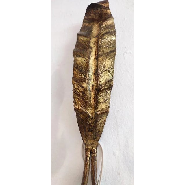 Wrought Iron and Gold Leaf Wall Light, Spain, 1970s For Sale - Image 4 of 7