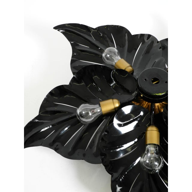 Large Black and Gilt Metal Floral 5-Arm Ceiling Lamp by Hans Kögl, 1980s For Sale - Image 15 of 18