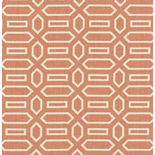 Schumacher X Veere Grenney Pavillion Fabric in Burnt Orange For Sale