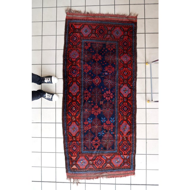 1880s, Handmade Antique Afghan Baluch Rug 3.1' X 7.1' For Sale - Image 13 of 13