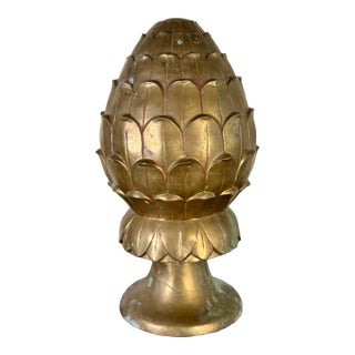 Antique French Tall Brass Artichoke Finial For Sale