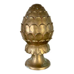 Antique French Tall Brass Artichoke Finial