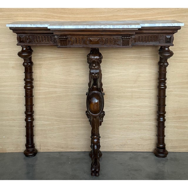 Antique Italian Renaissance Revival Carved Figural Bust, Winged Lions Head For Sale - Image 16 of 18