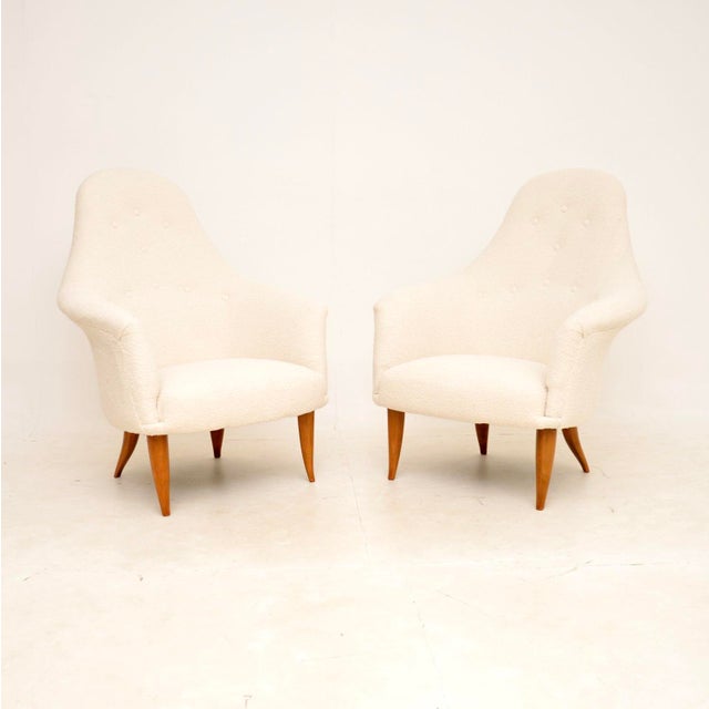 Mid-Century Modern Vintage Swedish Lounge Chairs attributed to Kerstin Horlin Holmquist for Nordiska Kompaniet, 1960s, Set of 2 For Sale - Image 3 of 9