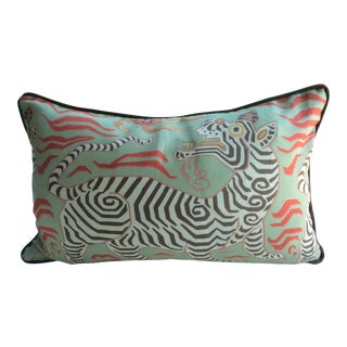 Clarence House "Tibet Dragon" Celadon Down Filled Pillow For Sale