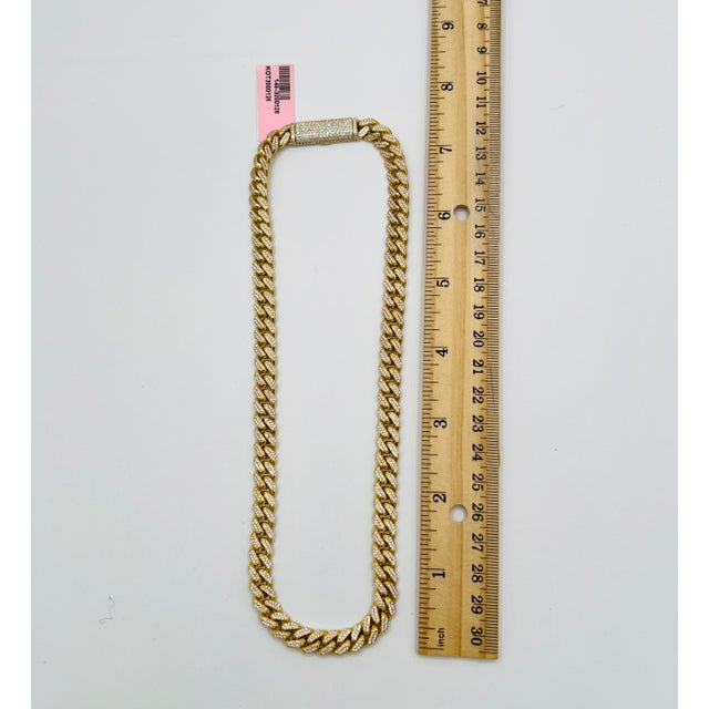 Gold Pave White Diamond Link Necklace in 14k Yellow Gold For Sale - Image 8 of 8