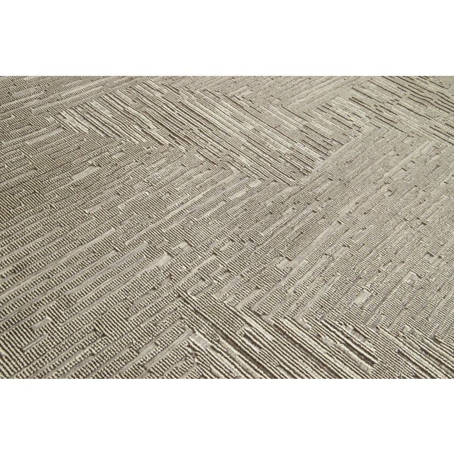 Beige Beige Modern Moroccan Style Wool Rug With Abstract Design by Apadana For Sale - Image 8 of 10