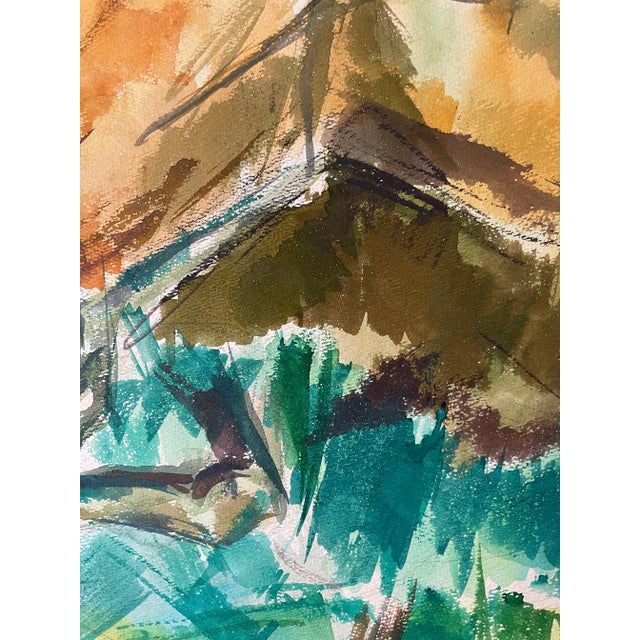 1960s Vintage MCM Abstract Watercolor on Heavy Paper For Sale - Image 5 of 10