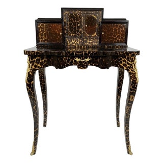 1960s Leopard Print Animal Print French Style Louis XV Style Secretary Desk For Sale