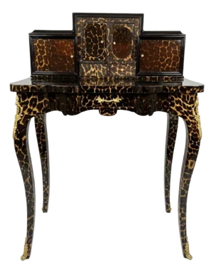 1960s Leopard Print Animal Print French Style Louis XV Style Secretary Desk