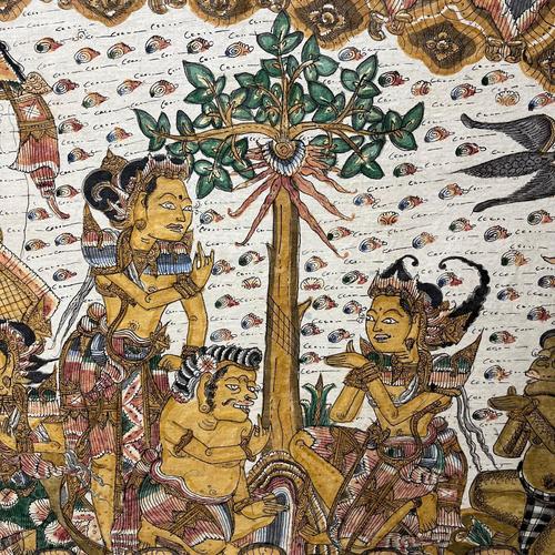 Large Vintage Indonesian Hand-Painted Wall Art, 1970s For Sale - Image 14 of 18