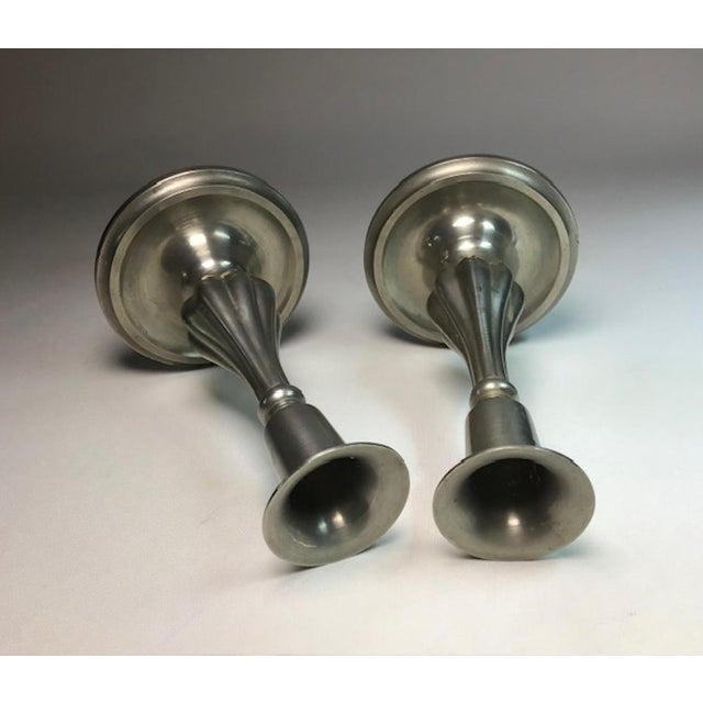 1940s Art Deco Pewter Candlesticks by Sylvia Stave, 1940s, Set of 2 For Sale - Image 5 of 11
