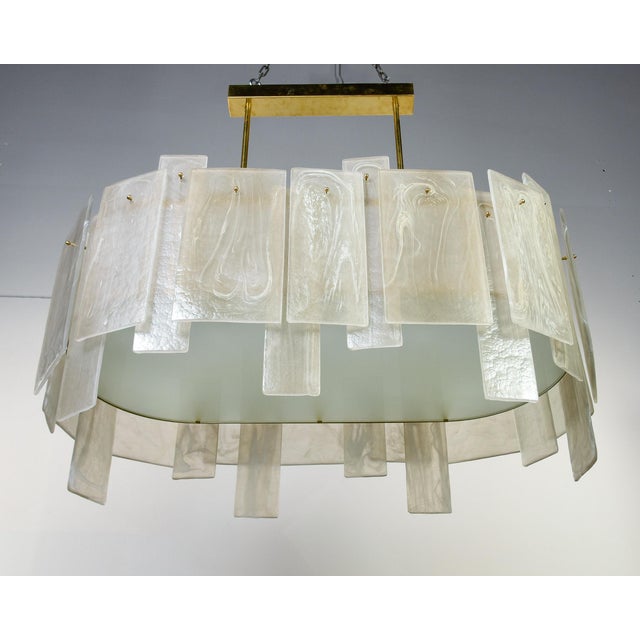 New Italian Large Oval Murano Glass Plaques Chandelier For Sale - Image 9 of 11