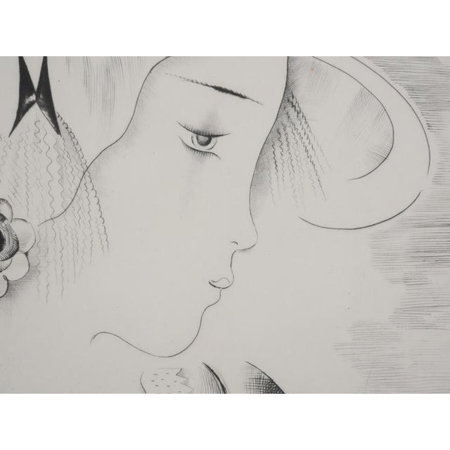 Modern Mily Possoz, Profile of a Young Girl, Original Signed Engraving For Sale - Image 3 of 9