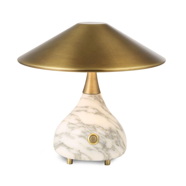 Contemporary Mini Marble & Brass Table Lamp For Sale - Image 3 of 5