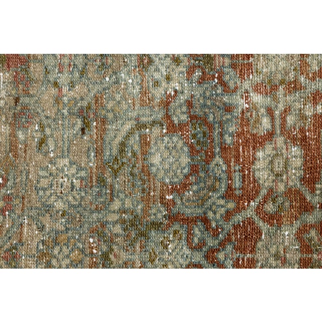 Textile Antique Malayer Runner Rug With Distressed Terracotta and Sage Palette For Sale - Image 7 of 9