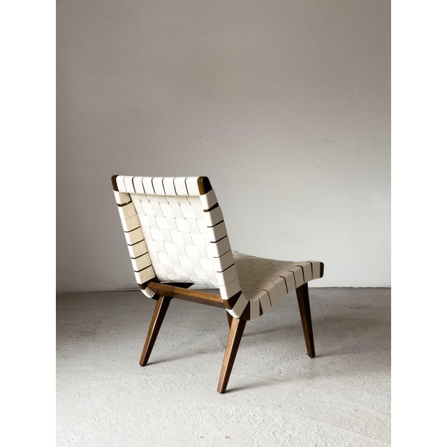 Ivory Model 654W Vostra Lounge Chair with Walnut Frame and New Webbing by Jens Risom for Knoll, 1950s For Sale - Image 8 of 14