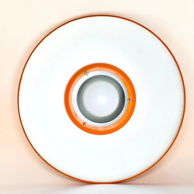 Space Age Scandinavian Modern Orange Metal Light Fixture, 1970s For Sale - Image 14 of 15