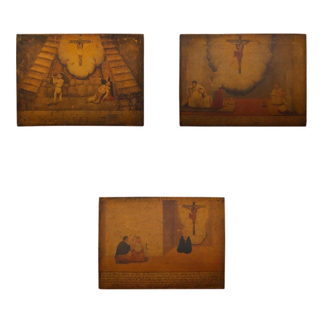Mexican Retablos "Exvotos" - Set of 3 For Sale