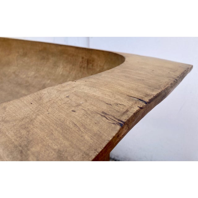 Large Fruitwood Trog or Dough Bowl on Oak Stand For Sale In Baltimore - Image 6 of 6