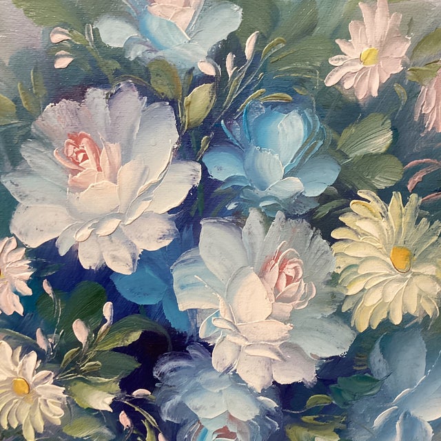 Mid 20th Century Original Still Life Painting on Canvas Richly Arranged Bouquet by Robert Cox(1934-2001) Framed For Sale - Image 11 of 12