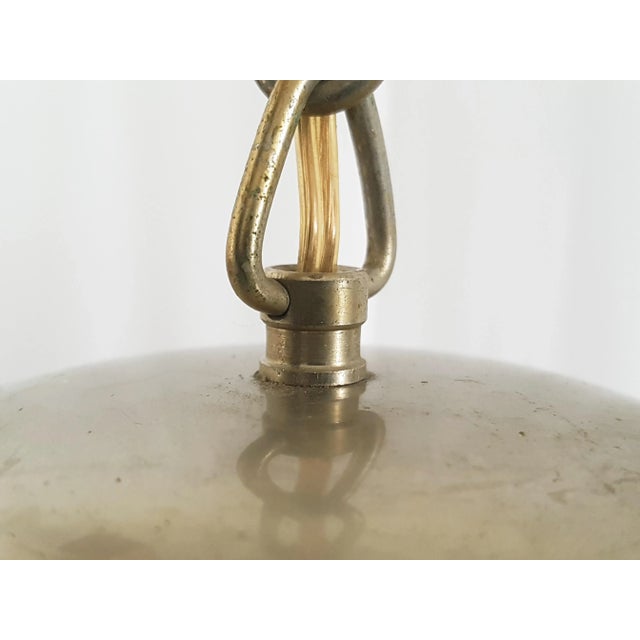 Metal Italian Opaline Glass & Nickel-Plated Metal Pendant Lamp by Reggiani, 1960s For Sale - Image 7 of 11