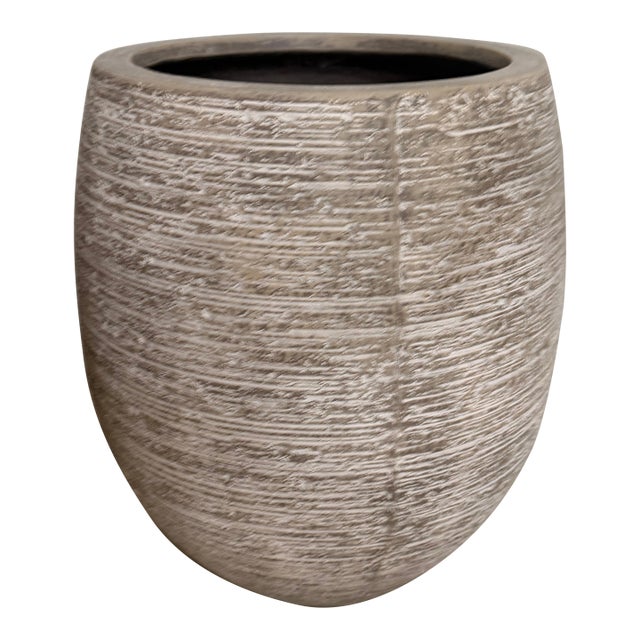 West Elm Round Stone Indoor/Outdoor Planter For Sale