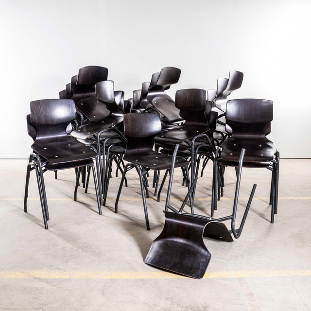 Metal Laminated Ebonised Gun Metal Dining Chairs, 1960s, Set of 6 For Sale - Image 7 of 12