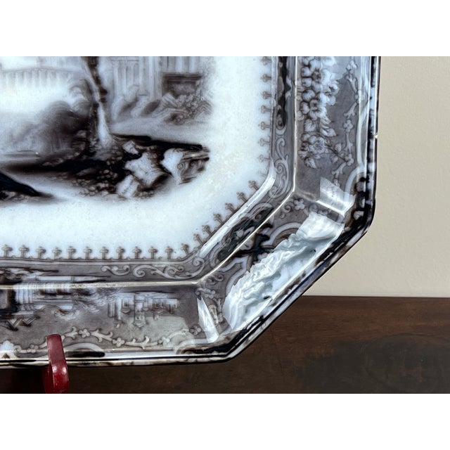 Antique John Alcock Mulberry Transferware Platter Vincennes Pattern For Sale In Boston - Image 6 of 9