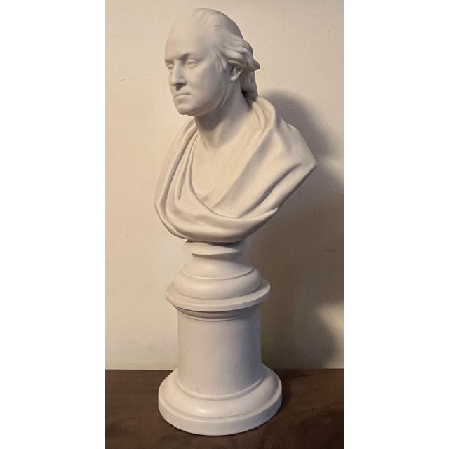 Ceramic Antique 19th Century English Parian Porcelain Library Bust of President George Washington After Houdon Dated 1853 For Sale - Image 7 of 18