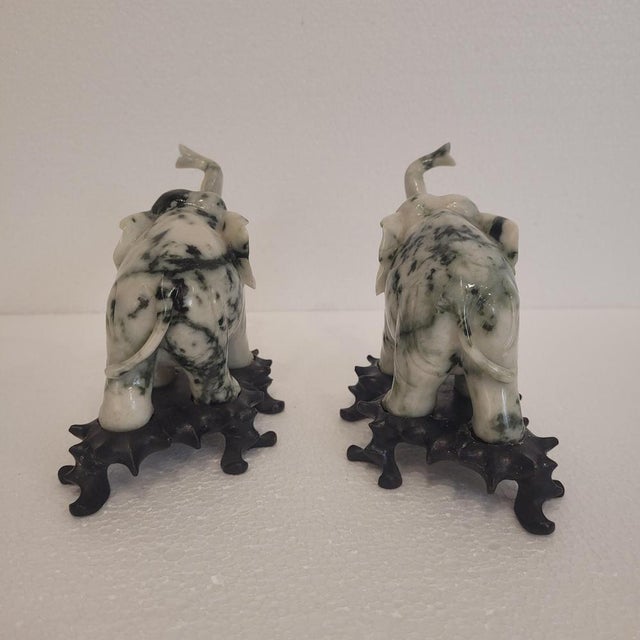 Wood Vintage French Elephant Paperweights in Veined Marble, 1980s, Set of 2 For Sale - Image 7 of 18