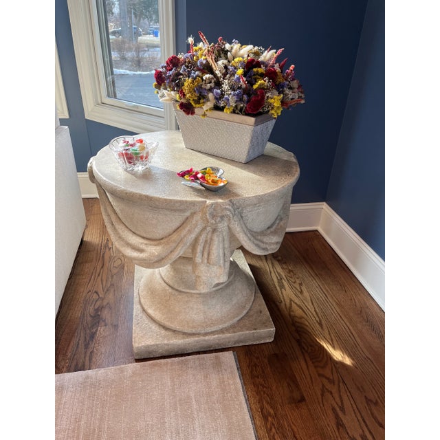 1990s Caché Draped Solid Limestone Pedestal Base For Sale In Chicago - Image 6 of 7